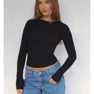 White Fox Only For Tonight Long Sleeve Top Size Small in Black